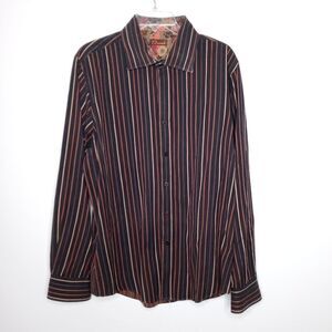 7 Diamonds brown stripe button down shirt size XXL